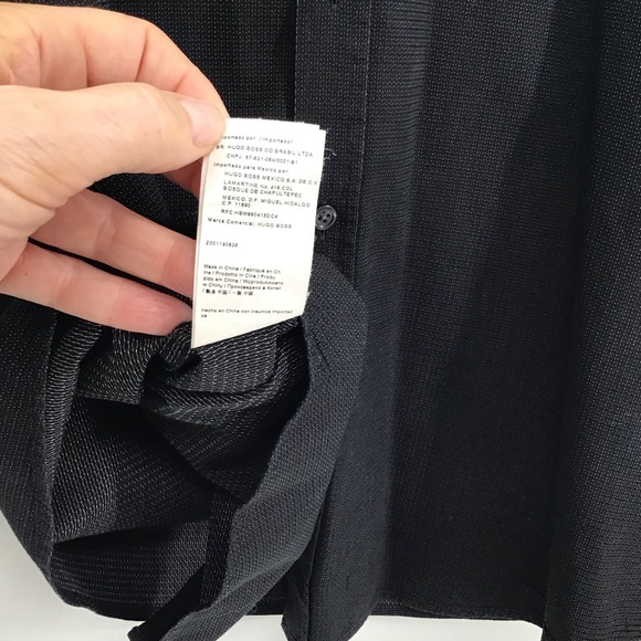 BOSS Hugo Boss Men’s Casual Button-Down Textured Shirt Black Career Size Large - Picture 3 of 8